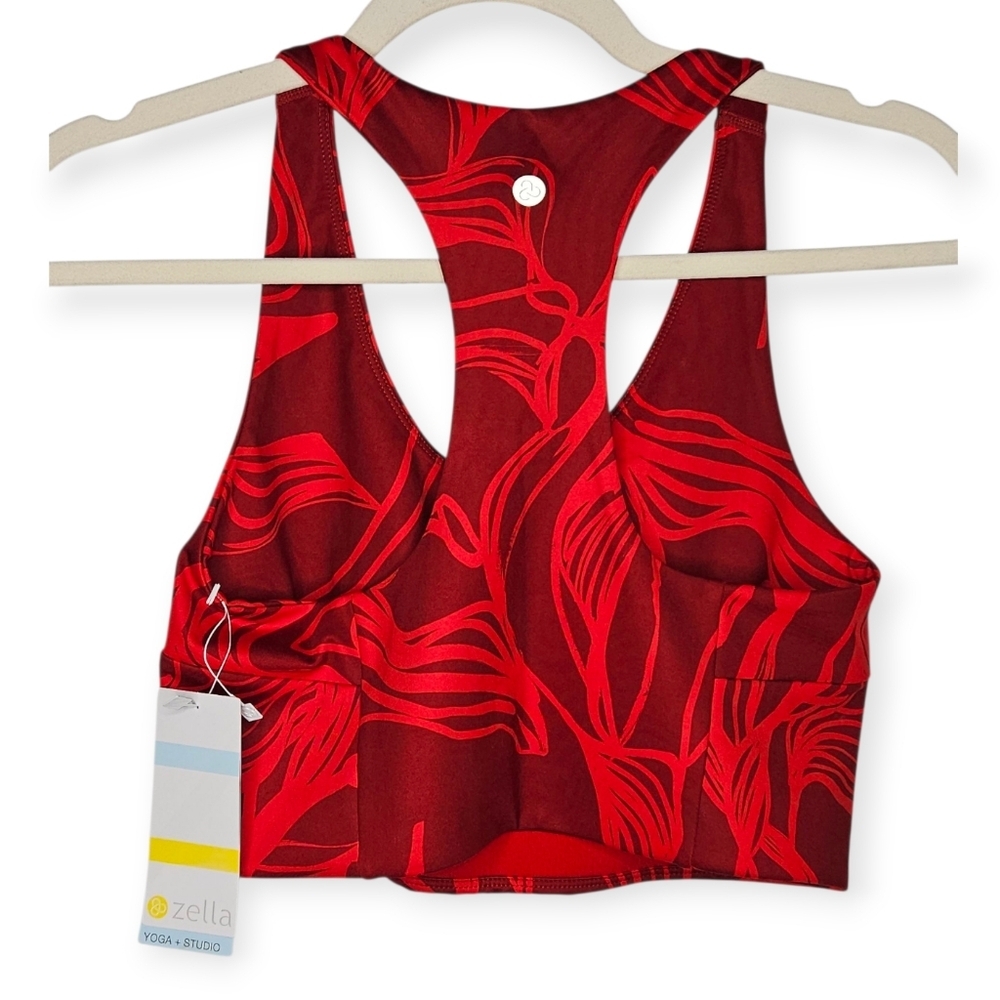 Zella Red Floral Print Sports Bra, Size Medium, NWT (Flaw) - Picture 2 of 9